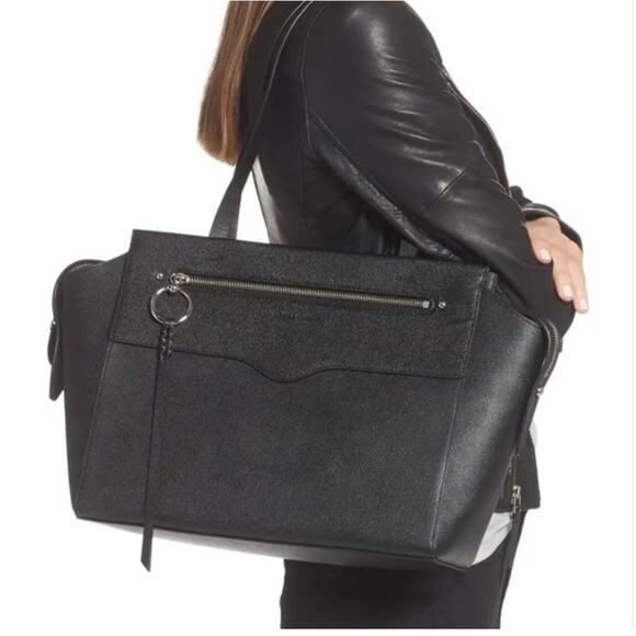 Rebecca Minkoff Handbags - Rebecca Minkoff Large Gabby Tote Black Leather Textured Shoulder Work Bag